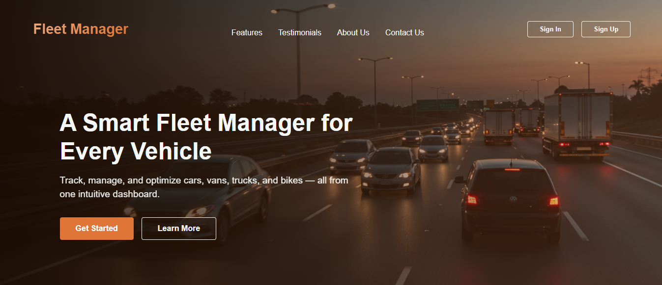 Fleet Manager hero dashboard
